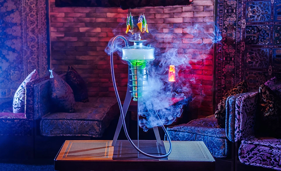 Eye-catching shisha setup glowing with colorful lights, perfect for a high-end hookah shop in Barden Heights.