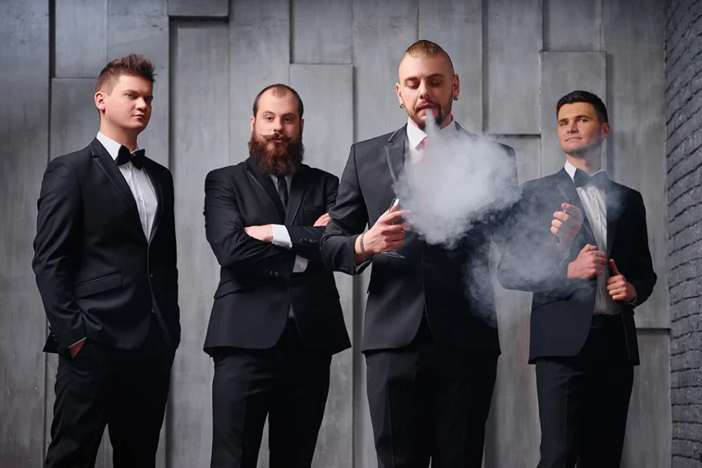 smoke shop Glenhaven men in suits vaping formal attire