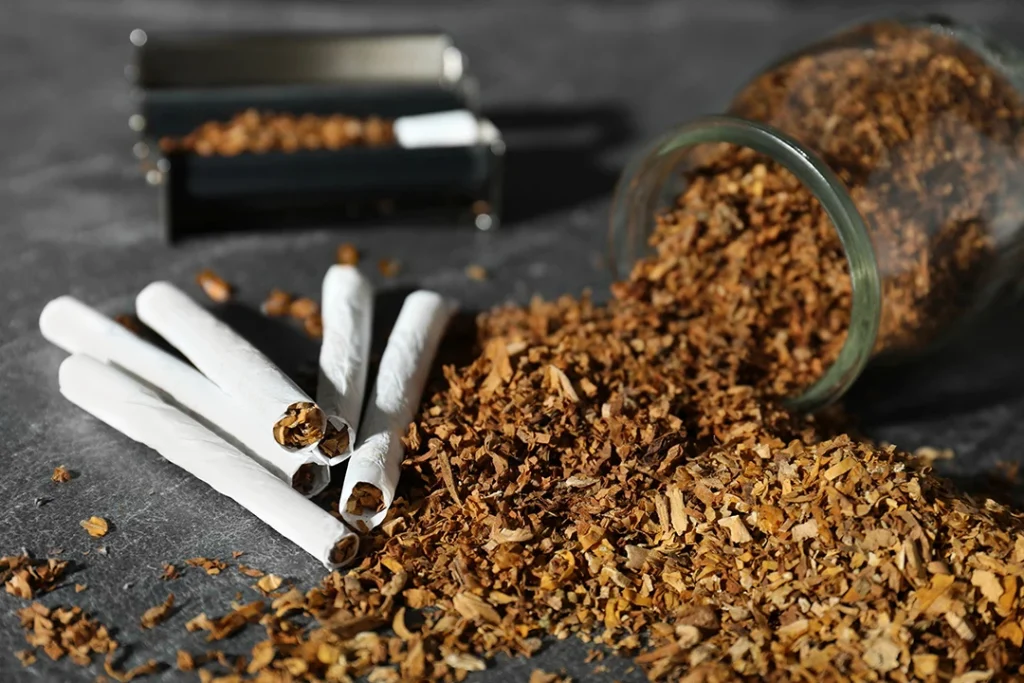 Hand-rolled cigarettes and loose tobacco, ideal for a tobacco store in Johansen Acres.