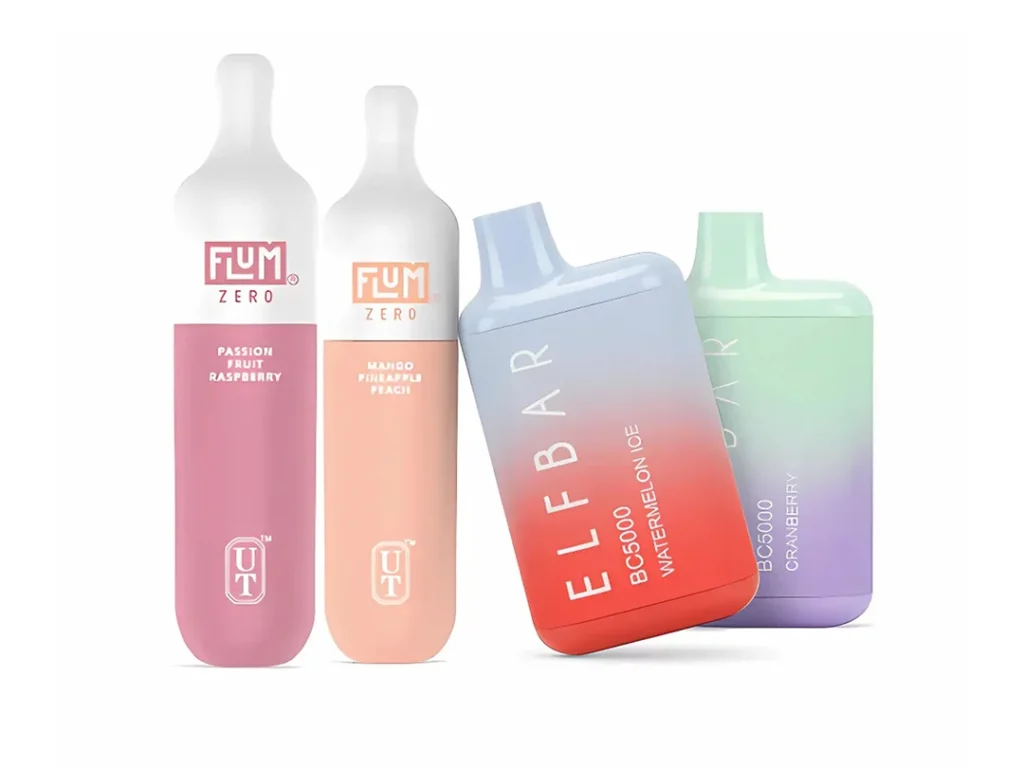 Assorted e-cigarettes with flavors like passion fruit and watermelon, available at e-cigarettes Houston.