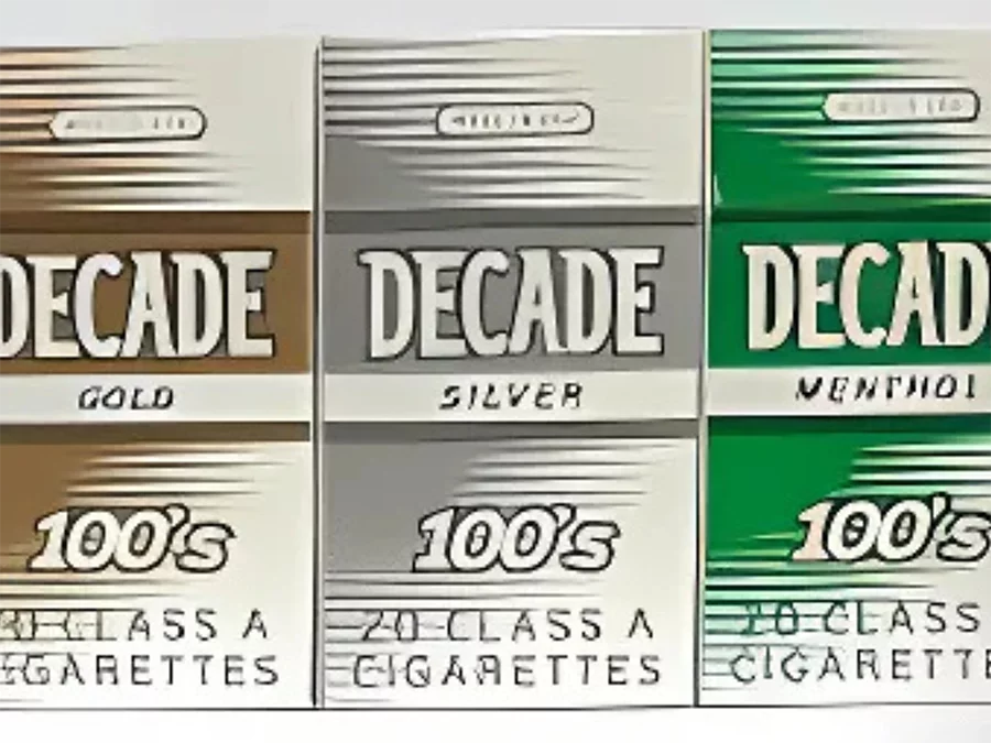 Customer browsing cigarette brands at a cigarette shop in Houston with a vibrant display of tobacco products.