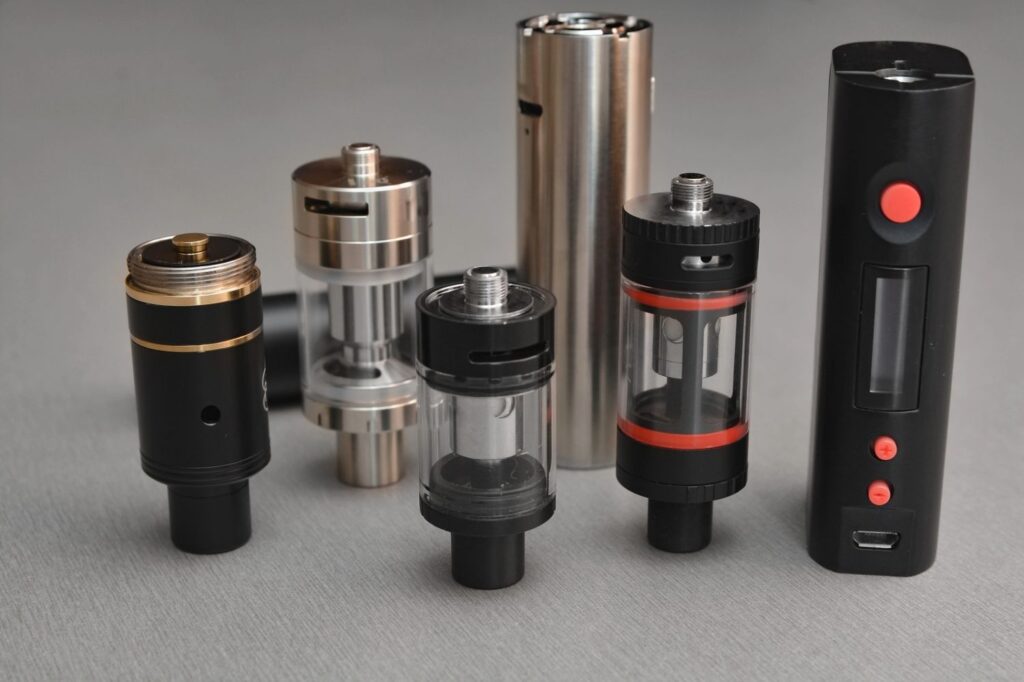 Vape mods and tanks with bold accents—explore advanced gear and accessories at your trusted vape store in Tulsa.