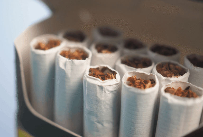 Top view of open cigarette pack showing rich tobacco—highlighting fresh inventory at Tobacco Store Sapulpa.