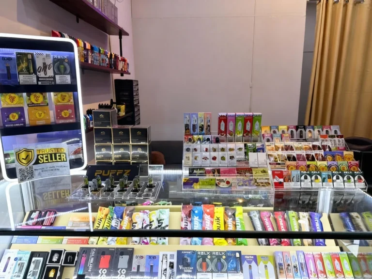 Explore a vibrant display of premium CBD products and RUFFZ vapes at our trusted CBD store in Owasso, featuring top sellers and a welcoming shopping experience.