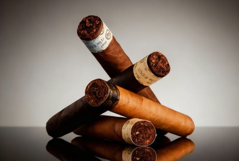 Premium Rocky Patel & Oliva Serie V cigars stacked on reflective surface at Cigar Store Owasso.