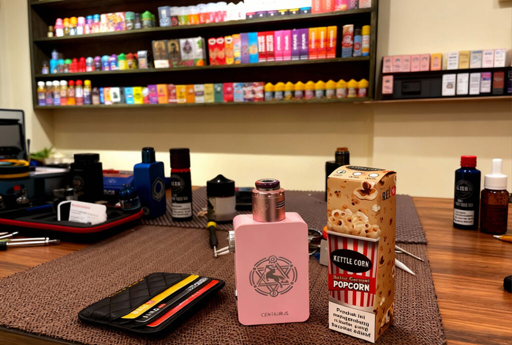 Vape mods, Kettle Corn juice & huge wall of e-liquids ready at Smoke Store Broken Arrow.
