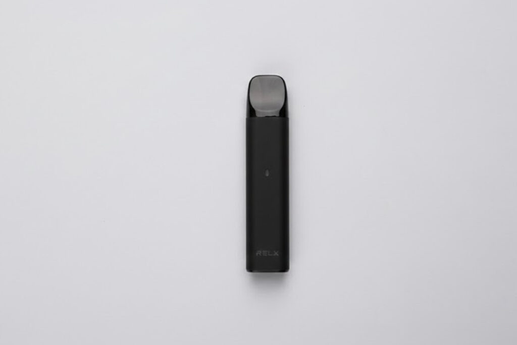 A sleek black RELX essential closed-pod system, an ideal choice for purchasing premium E-Cigarettes in Tulsa.