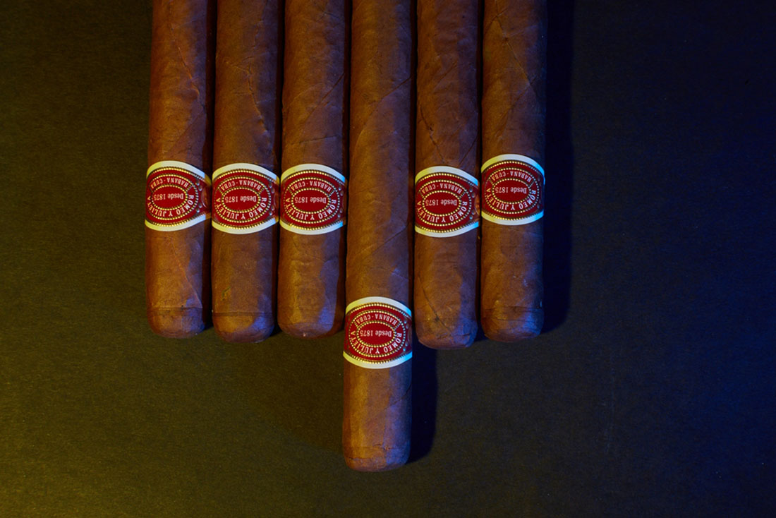 Premium Romeo y Julieta Cuban cigar selection at tobacco store Sapulpa, featuring classic red and white Habana band for discerning smokers.