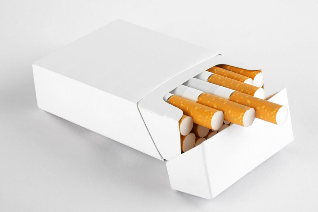 A clean, minimalist shot of an open white cigarette pack, perfect for a quality selection from a reliable tobacco shop Tulsa.