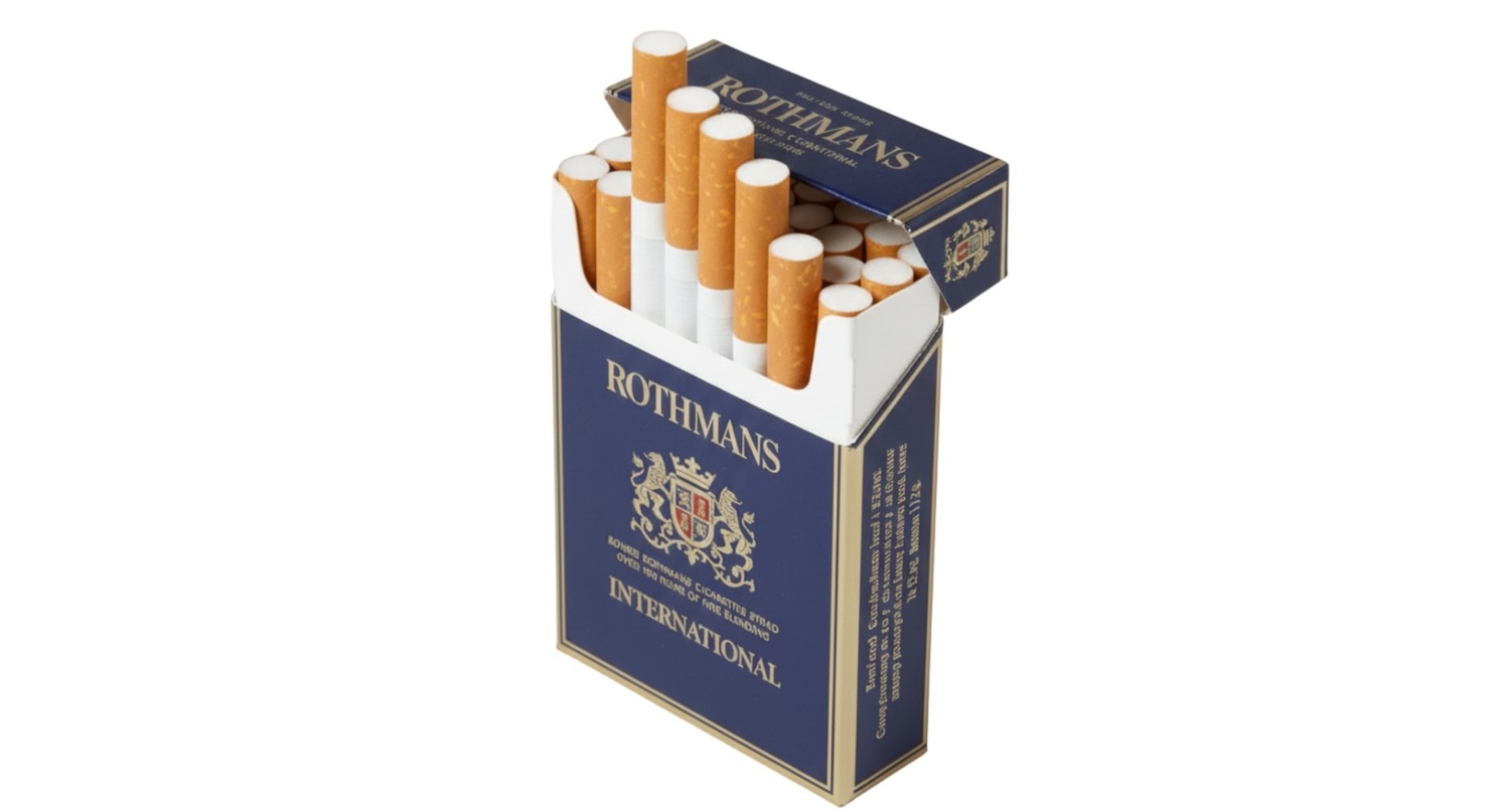 Premium Rothmans International blue box cigarettes available at the best Tobacco Shop Tulsa for luxury tobacco fans.