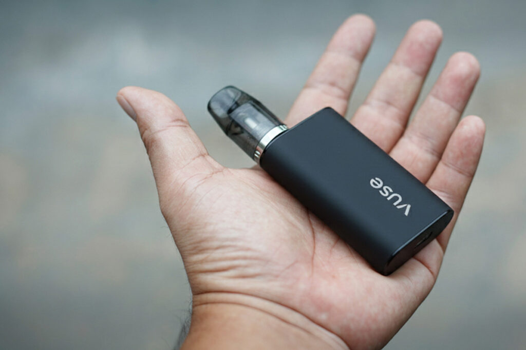 Vuse handheld nicotine vape device in black, a popular option for Nicotine Pods Tulsa users.