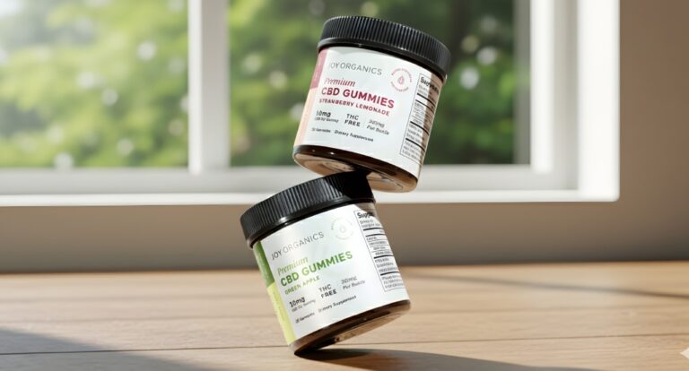 Strawberry and green apple flavored premium CBD gummies available at a CBD shop Tulsa for natural wellness support.