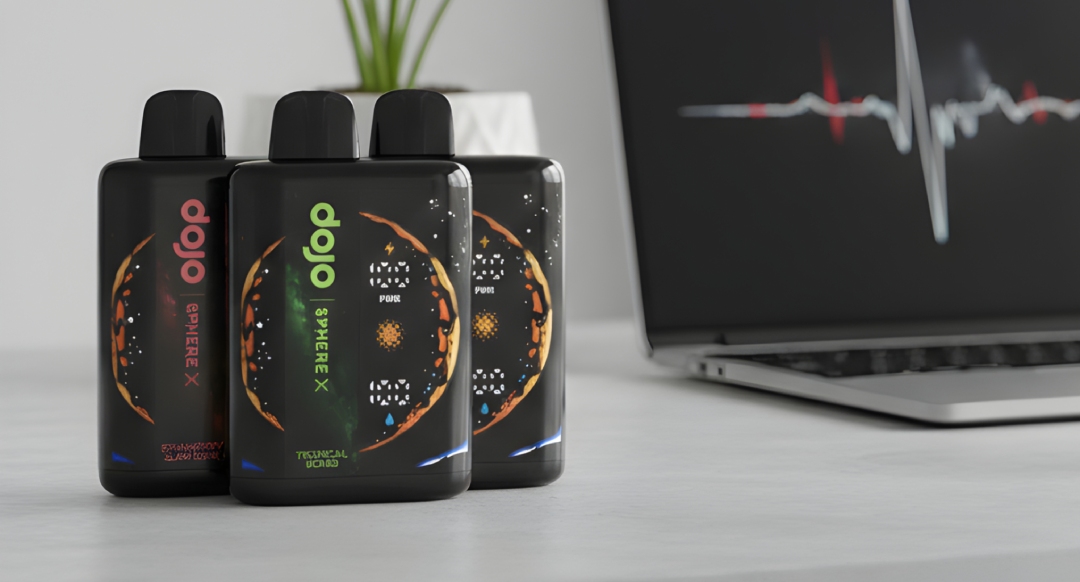 Premium Dojo Sphere X disposable vapes Tulsa selection featuring black sleek designs with colorful orbital graphics.