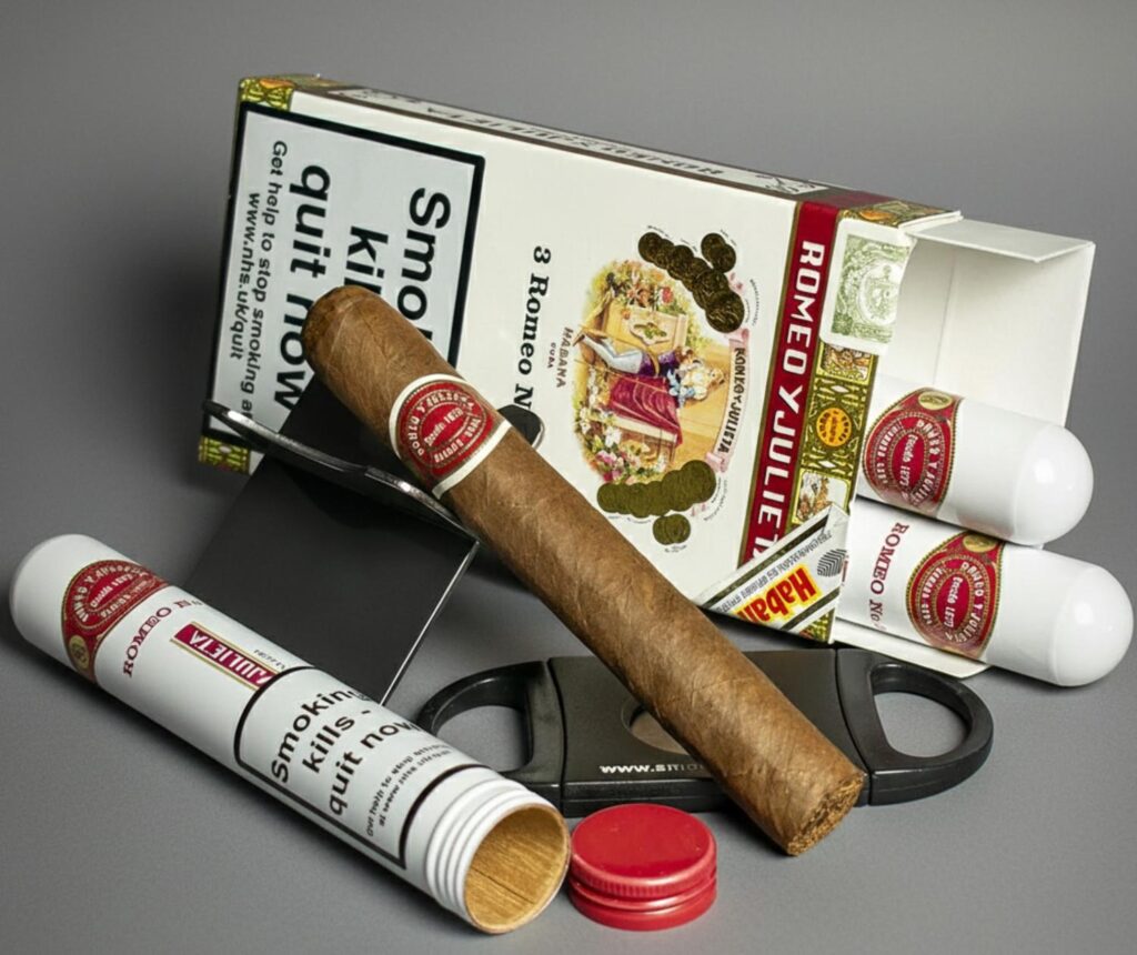 Premium Romeo y Julieta tubos cigars and stainless steel cutter available at our luxury cigar shop Tulsa location.