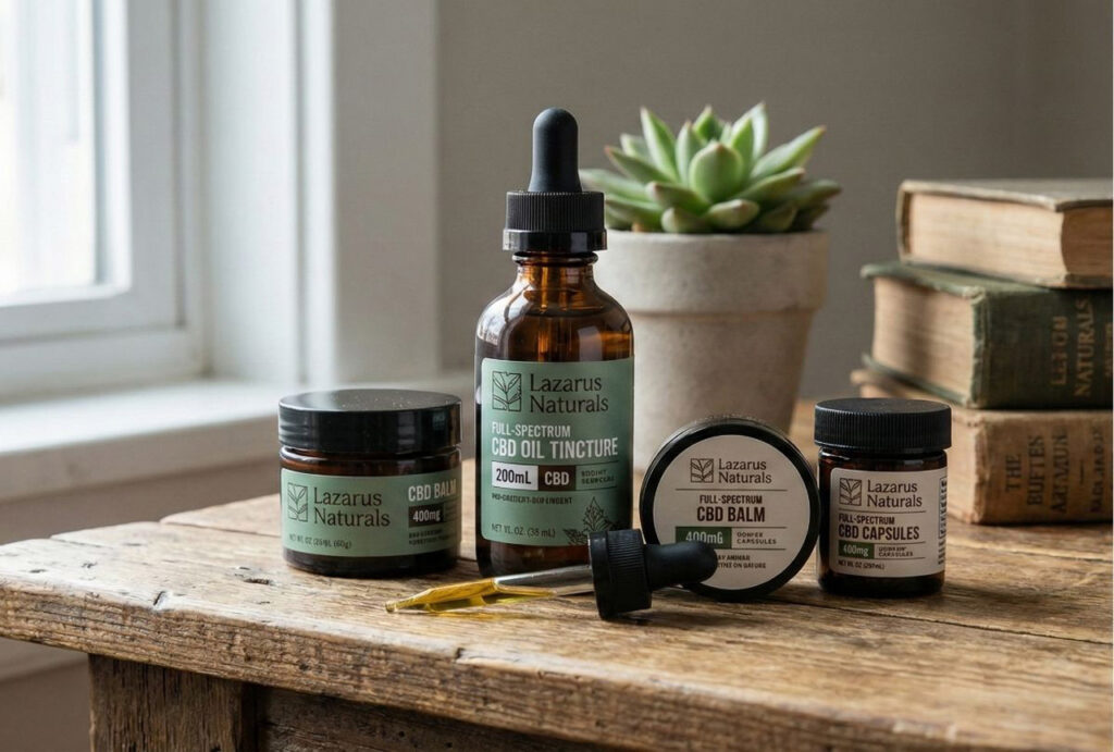 A man applying Lazarus Naturals CBD balm to his knee after a workout, a product you can find at our CBD shop Sapulpa.