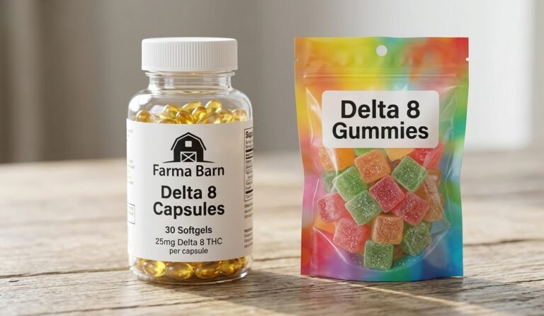 Comparing Farma Barn Delta 8 Capsules to traditional edibles, available now at your trusted delta 8 store broken arrow.