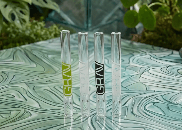 Premium GRAV glass chillum one-hitters on display at a smoke shop Tulsa, perfect for discreet and portable sessions.