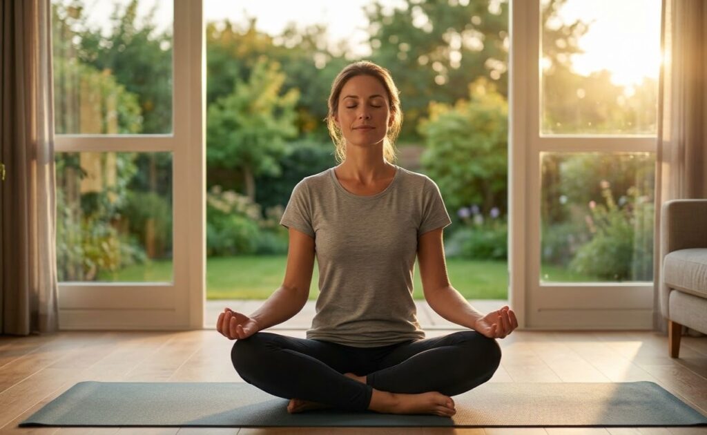 A tranquil photo of a person relaxing and finding relief from stress, a calm feeling sought at our cbd store owasso.