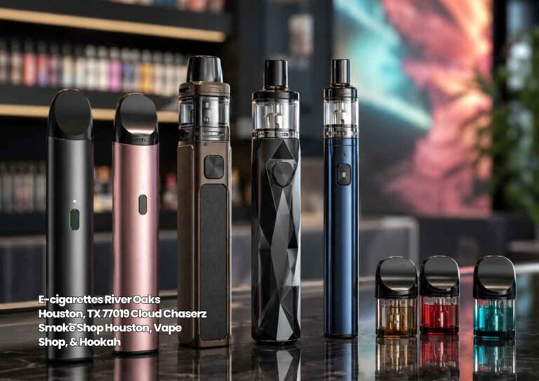 Collection of stylish e-cigarettes Houston vapers love, featuring vape pens and pod refills at Cloud Chaserz.