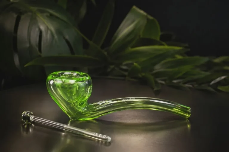 Bright green hand pipe and glass stir tool displayed at Cloud Chaserz, your top shop for glass pipes Broken Arrow.