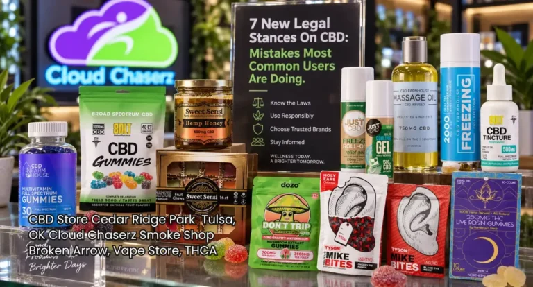Premium CBD gummies, oils, and tinctures on display at Cloud Chaserz, the leading cbd store broken arrow residents trust.